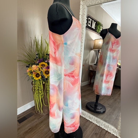 Cynthia Steffe • Jayme Watercolor V Neck Slip Dress - Picture 4 of 14